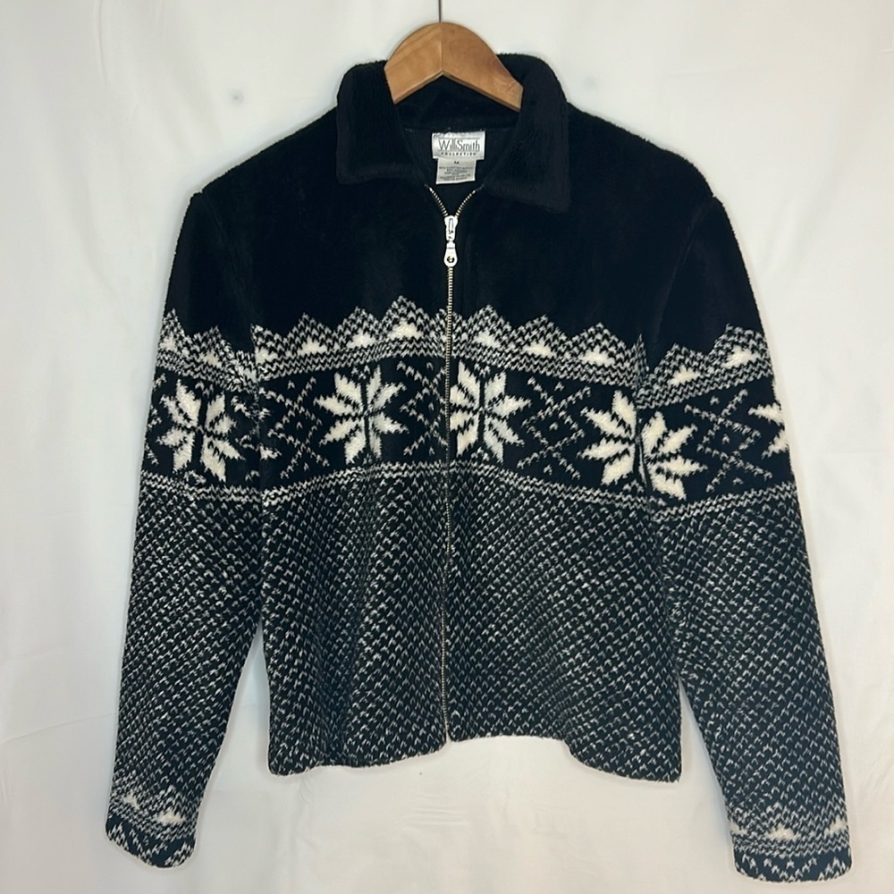 WilliSmith zip up sweater fleece vintage women’s size medium cabincore warm